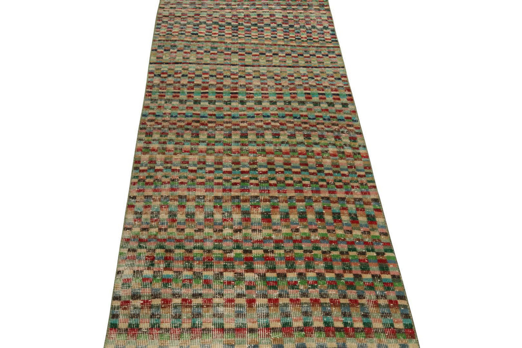 Vintage Zeki Muren Runner In Polychromatic Geometric Pattern 3x7