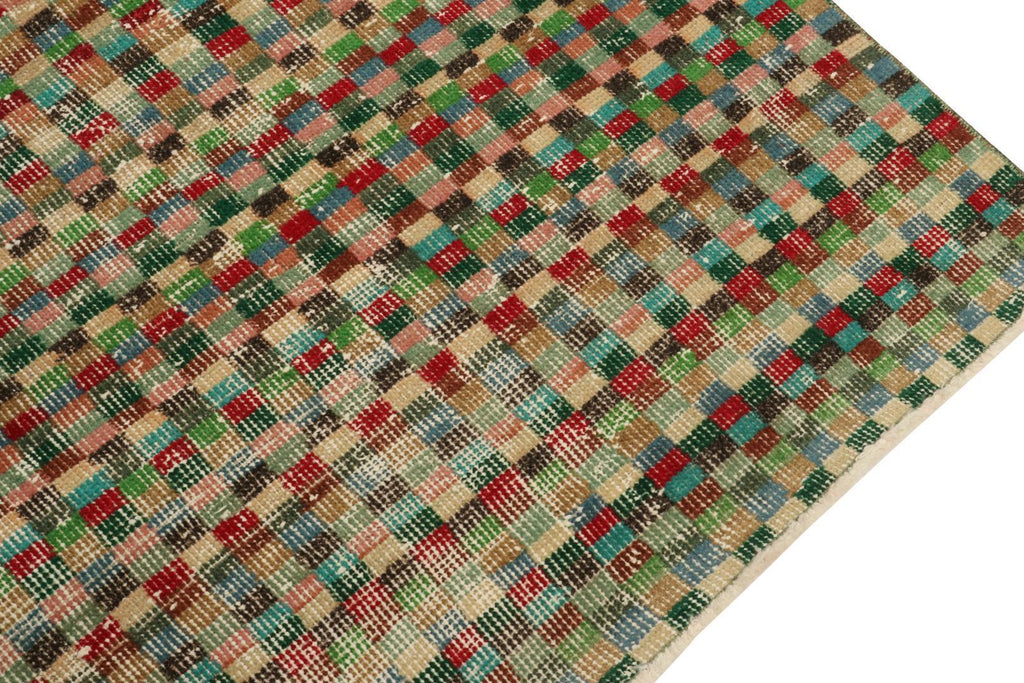 Vintage Zeki Muren Runner In Polychromatic Geometric Pattern 3x7