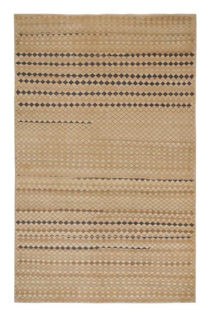 Vintage Zeki Muren Rug In Beige Brown Geometric Pattern