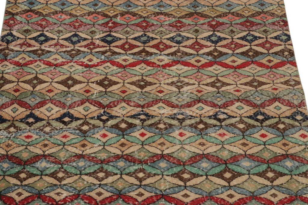 Vintage Zeki Muren Square Rug In Polychromatic Geometric Pattern