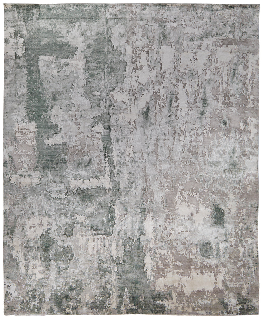 Dyer Modern Abstract Ivory Taupe Green Area Rug (5'6" x 8'6")