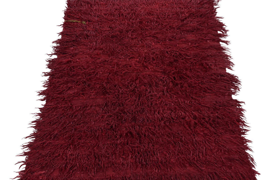 Vintage Tulu Shag Rug In Burgundy Pile