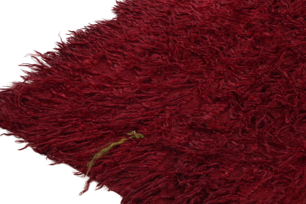 Vintage Tulu Shag Rug In Burgundy Pile