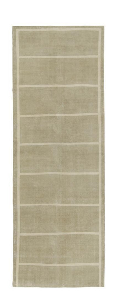 Vintage Rug In Sage With Off White Stripe Patterns 5X14