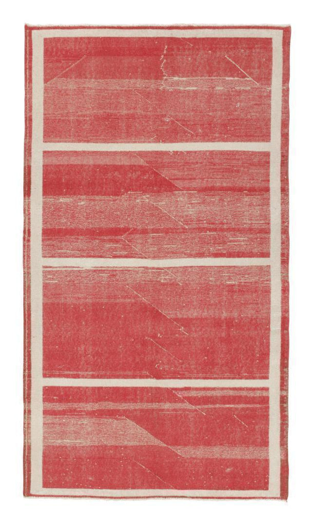 Vintage Rug In Red With Off White Stripe Patterns