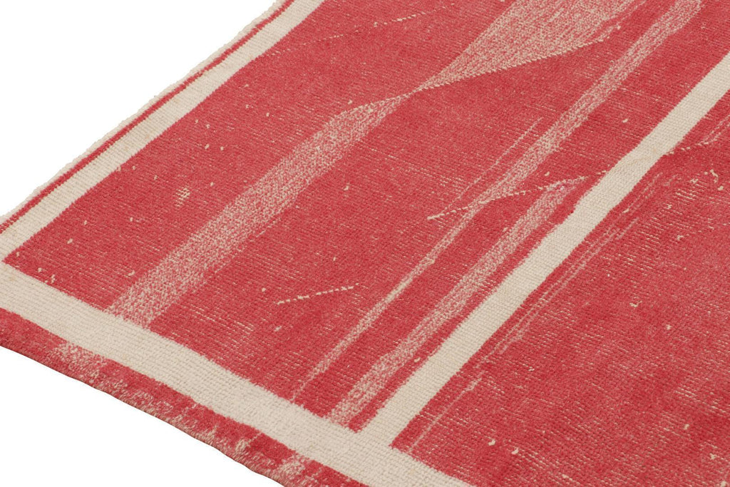 Vintage Rug In Red With Off White Stripe Patterns