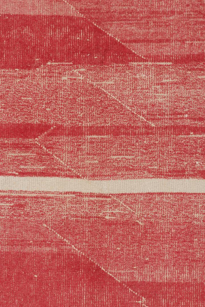 Vintage Rug In Red With Off White Stripe Patterns