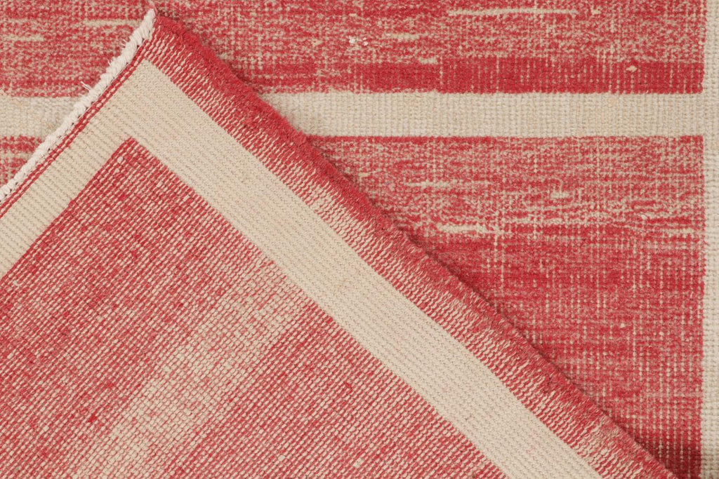 Vintage Rug In Red With Off White Stripe Patterns