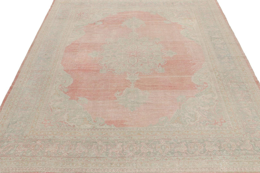 Vintage Persian Rug In Red With Teal Medallion Pattern