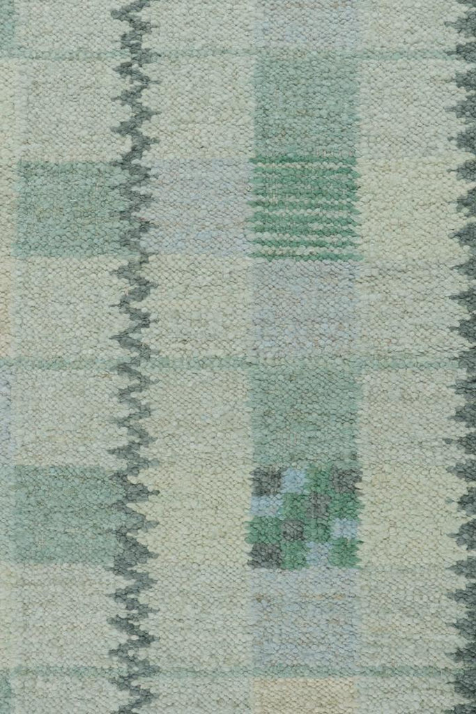 Scandinavian Rug with Patterns in Grey, Blue and Green