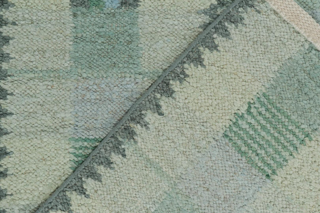 Scandinavian Rug with Patterns in Grey, Blue and Green