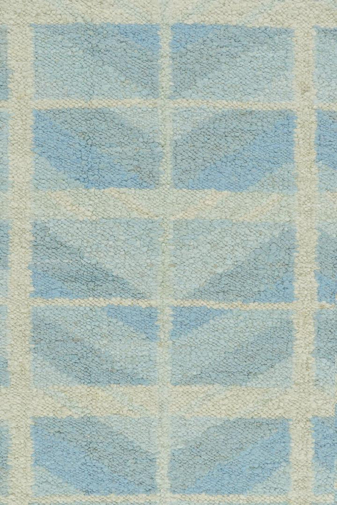 Scandinavian Rug With Geometric Patterns In Blue & Grey