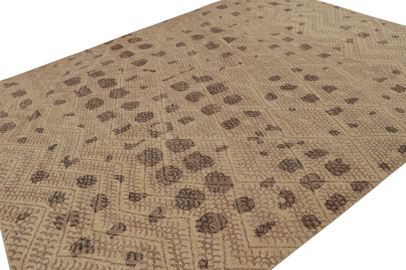 Oversized Moroccan Berber Rug With Beige-Brown Geometric Patterns