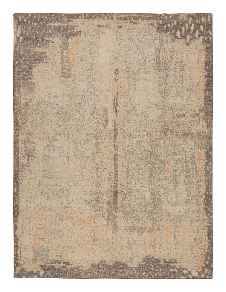 Distressed Abstract Rug in Beige and Grey Tones