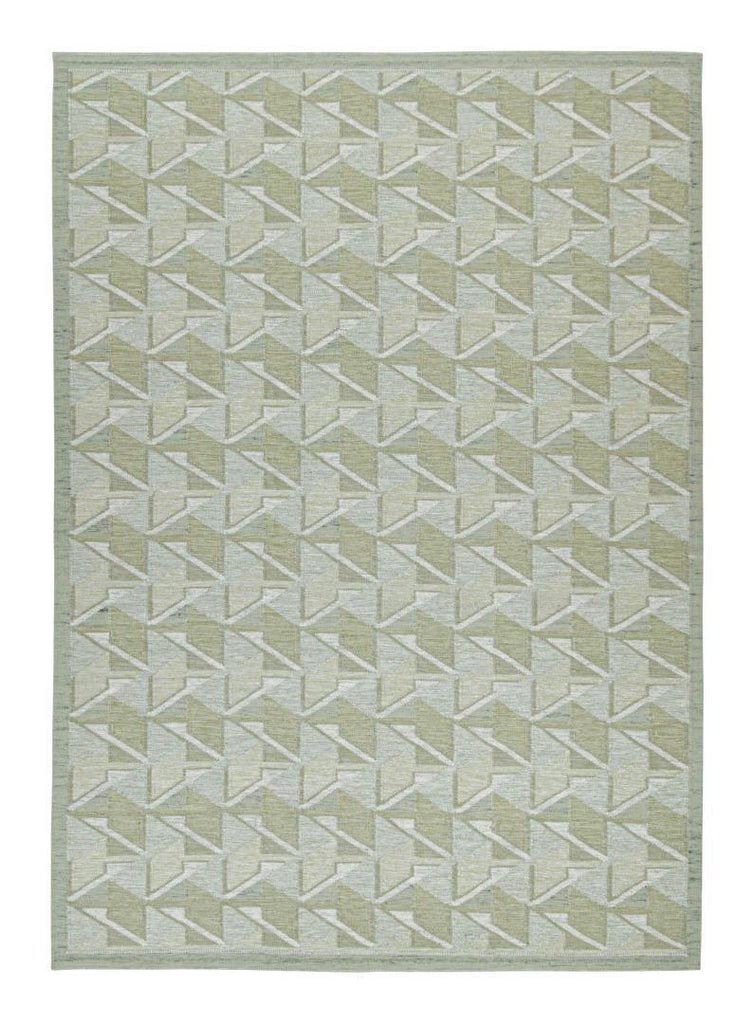 Scandinavian Rug In Green With Geometric Patterns