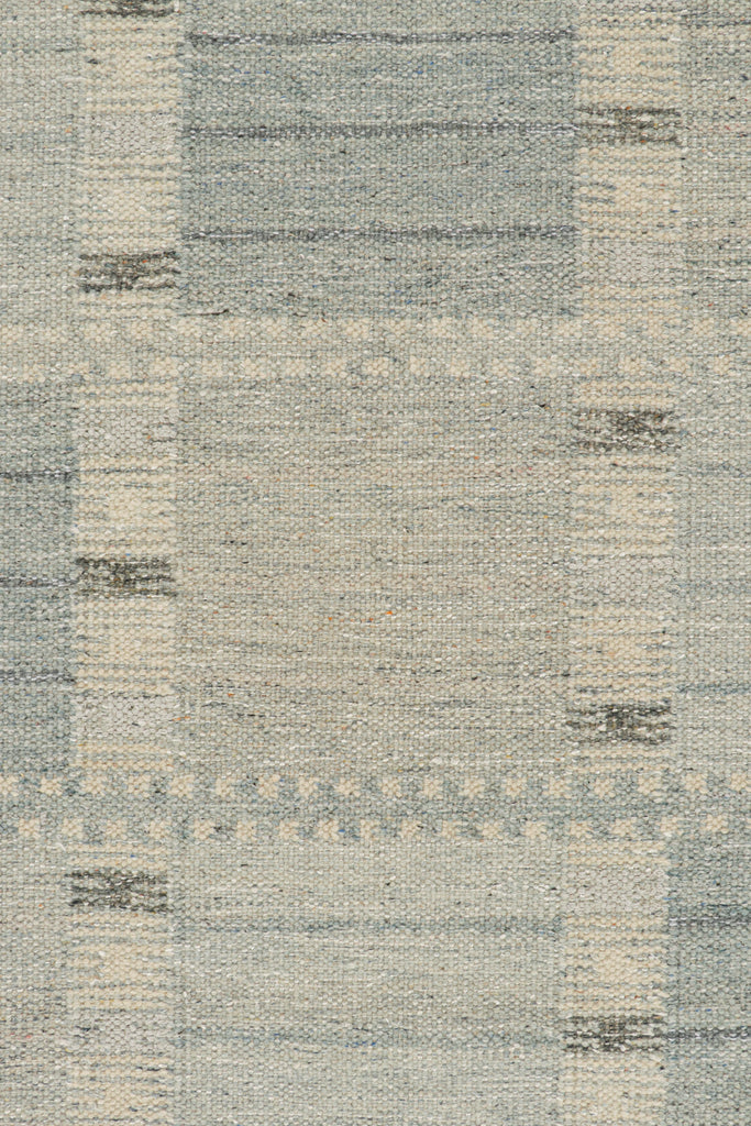 Scandinavian Style Kilim In Sky Blue With Geometric Pattern