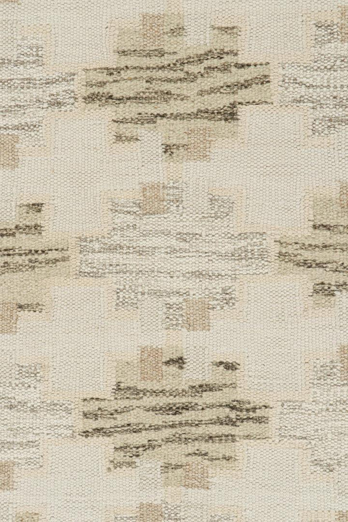 Scandinavian Rug With White & Beige Brown Geometric Patterns