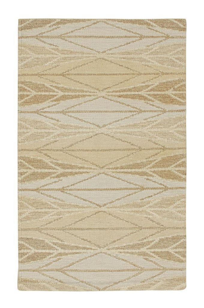 Scandinavian Rug In Beige Brown & White Geometric Pattern 3X5