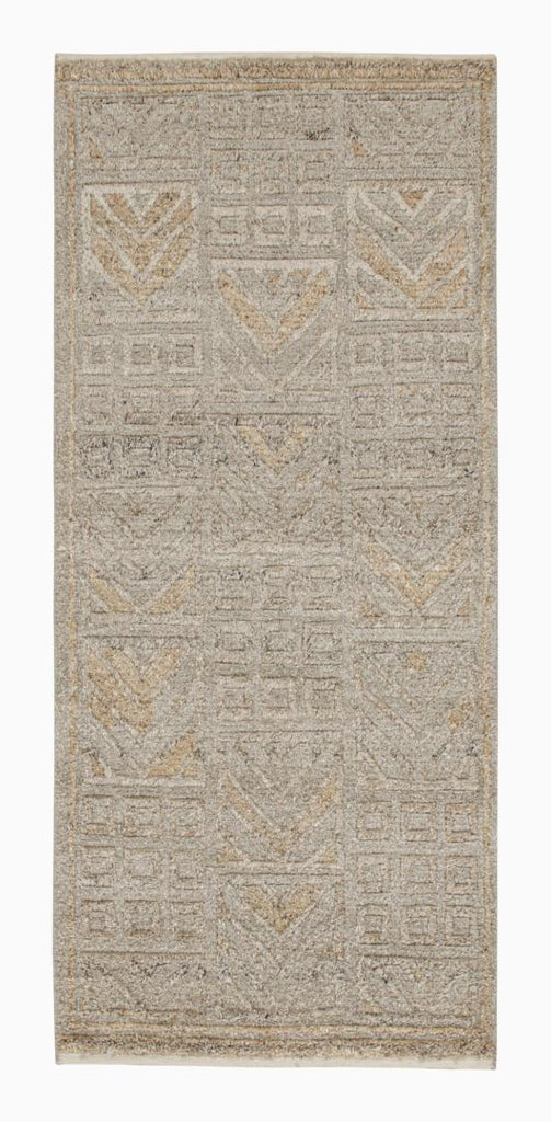 Scandinavian Outdoor Runner With Greige Geometric Patterns