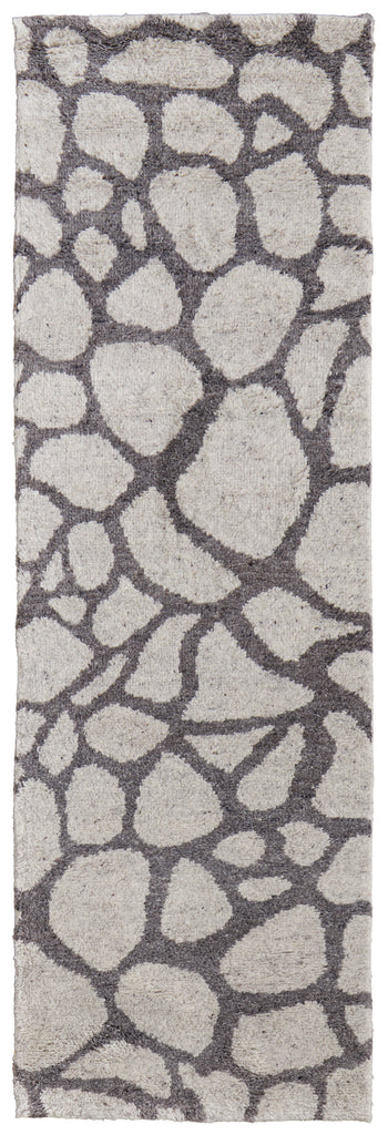 Belden Transitional Abstract Ivory Gray Area Rug (2'6" x 8')