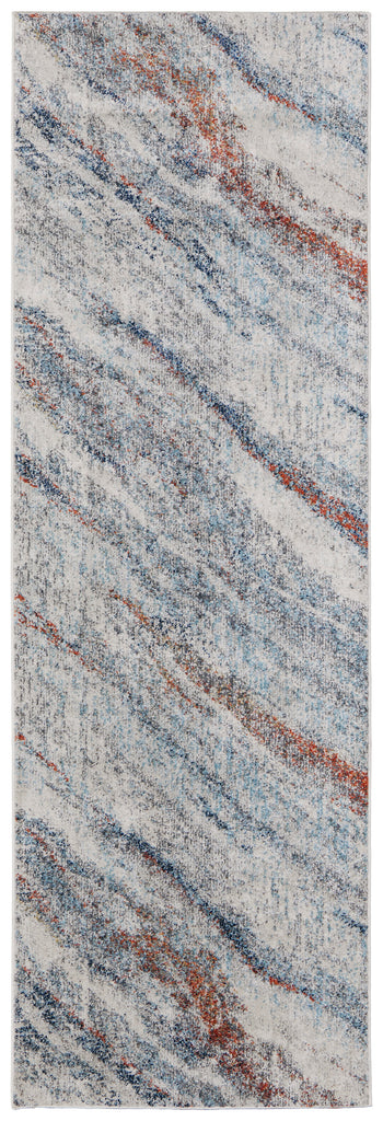 Edgemont Modern Abstract Ivory Orange Blue Area Rug (2'8" x 8')