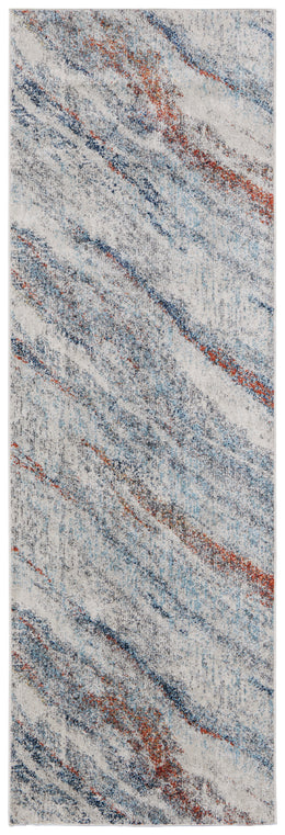 Edgemont Modern Abstract Ivory Orange Blue Area Rug (6'7" x 9'6")