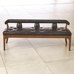 Moderno Bench - Black Marble Leather