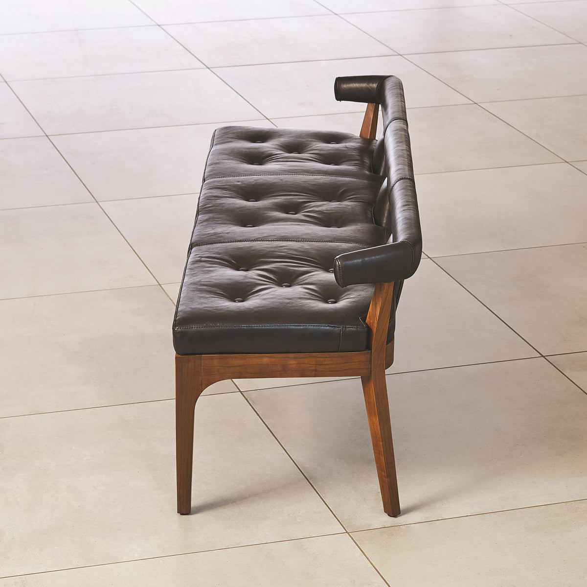 Moderno Bench - Black Marble Leather