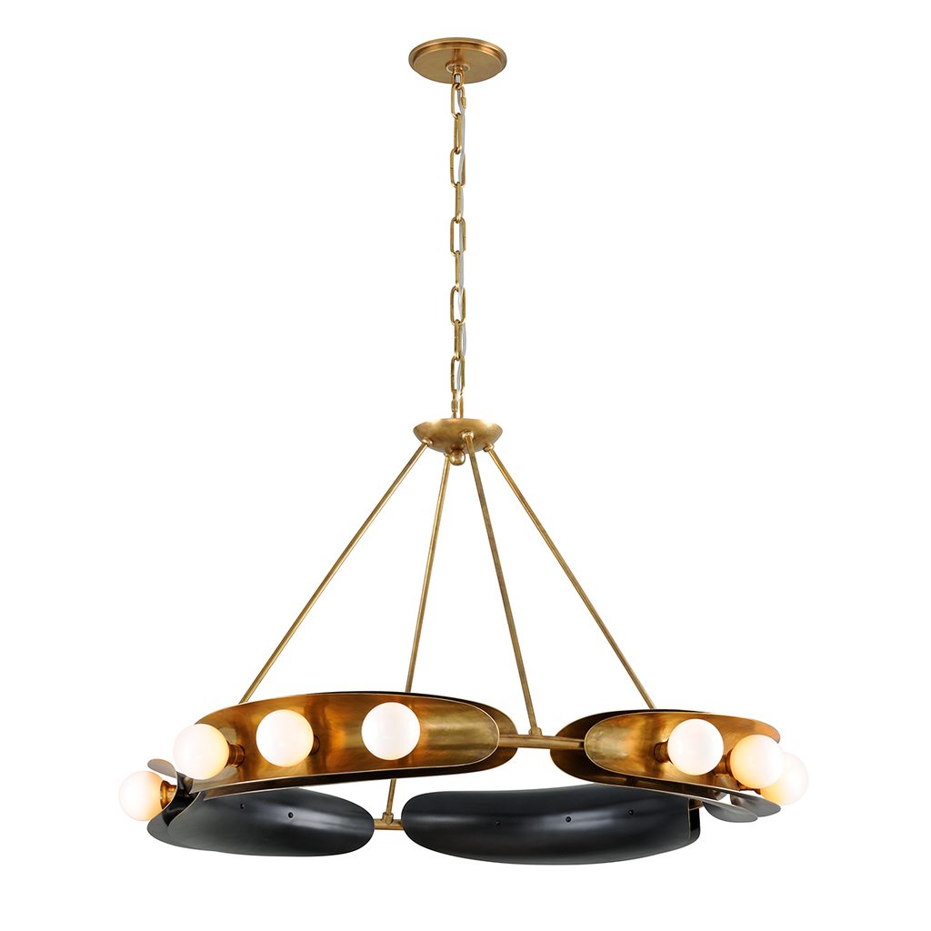 Hopper Chandelier 41" - Vintage Brass Bronze Accents