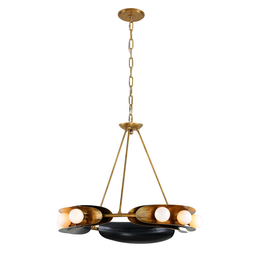 Hopper Chandelier 32" - Vintage Brass Bronze Accents