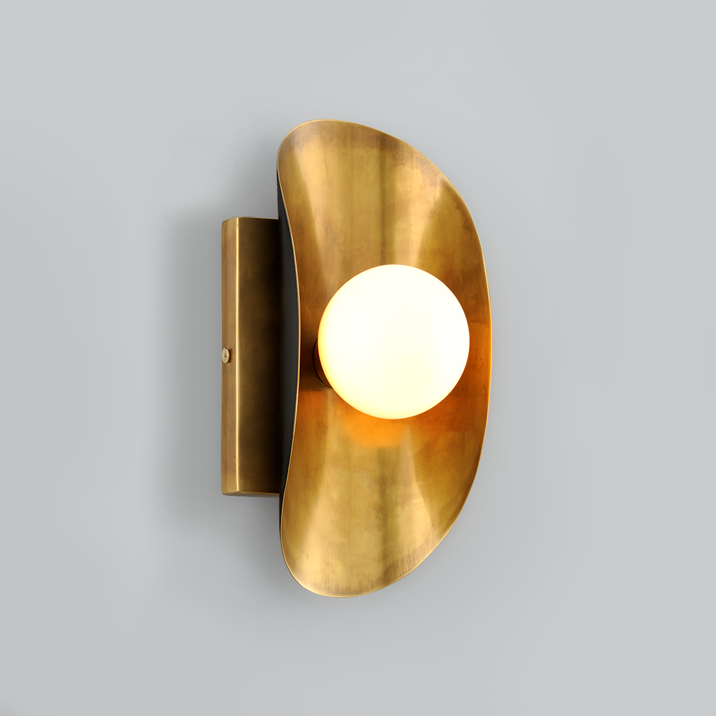 Hopper Wall Sconce 10" - Vintage Brass Bronze Accents