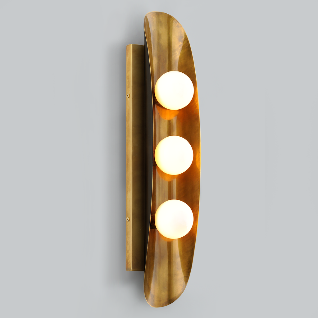 Hopper Wall Sconce 24" - Vintage Brass Bronze Accents