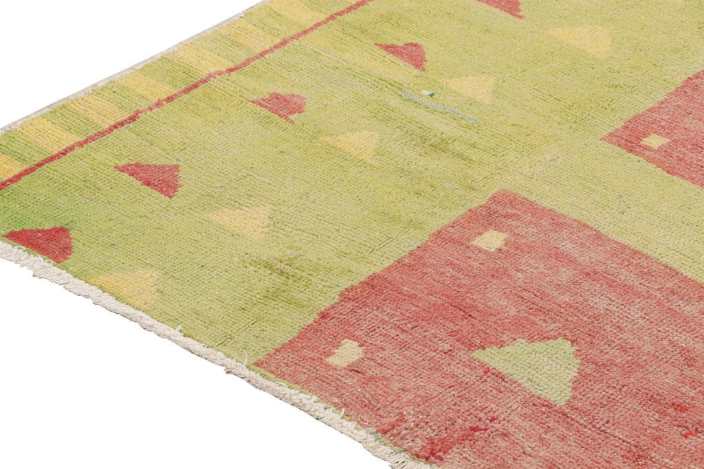 Vintage Zeki Muren Rug In Green Red And Gold Geometric Patterns