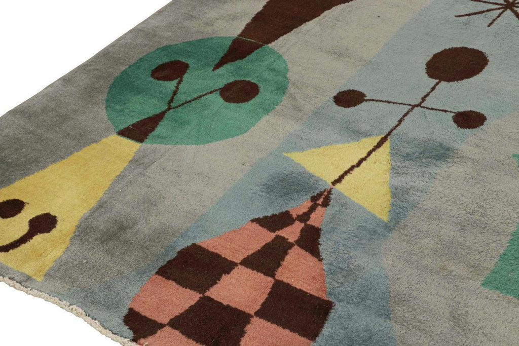 Vintage Zeki Muren Rug In Gray With Abstract Geometric Patterns