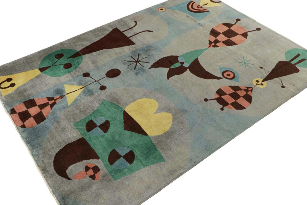 Vintage Zeki Muren Rug In Gray With Abstract Geometric Patterns