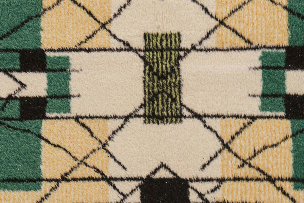 Vintage Zeki Muren Runner In Beige Gold & Green Patterns