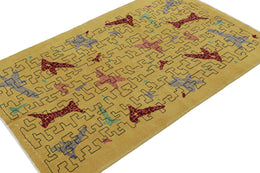 Vintage Zeki Muren Rug In Mustard With Geometric Patterns