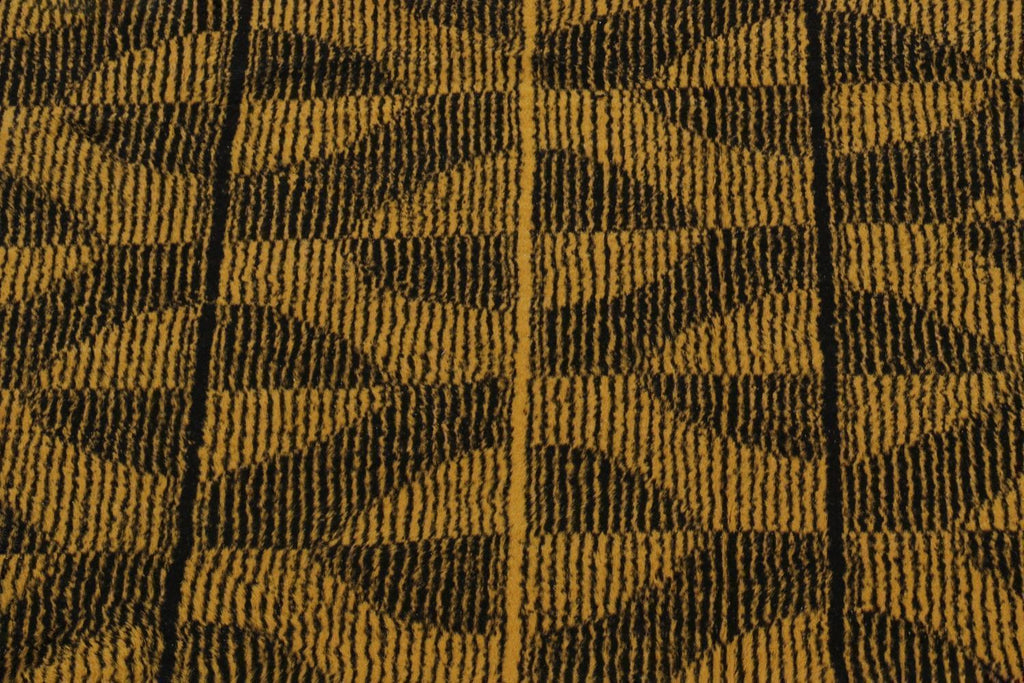 Vintage Zeki Muren Rug In Ochre And Black Geometric Patterns