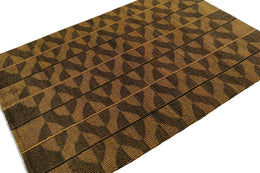 Vintage Zeki Muren Rug In Ochre And Black Geometric Patterns