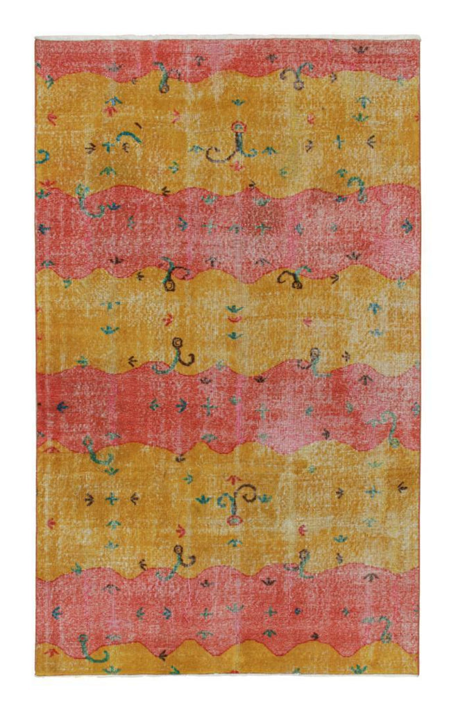 Vintage Zeki Muren Rug In Red & Gold With Vibrant Patterns