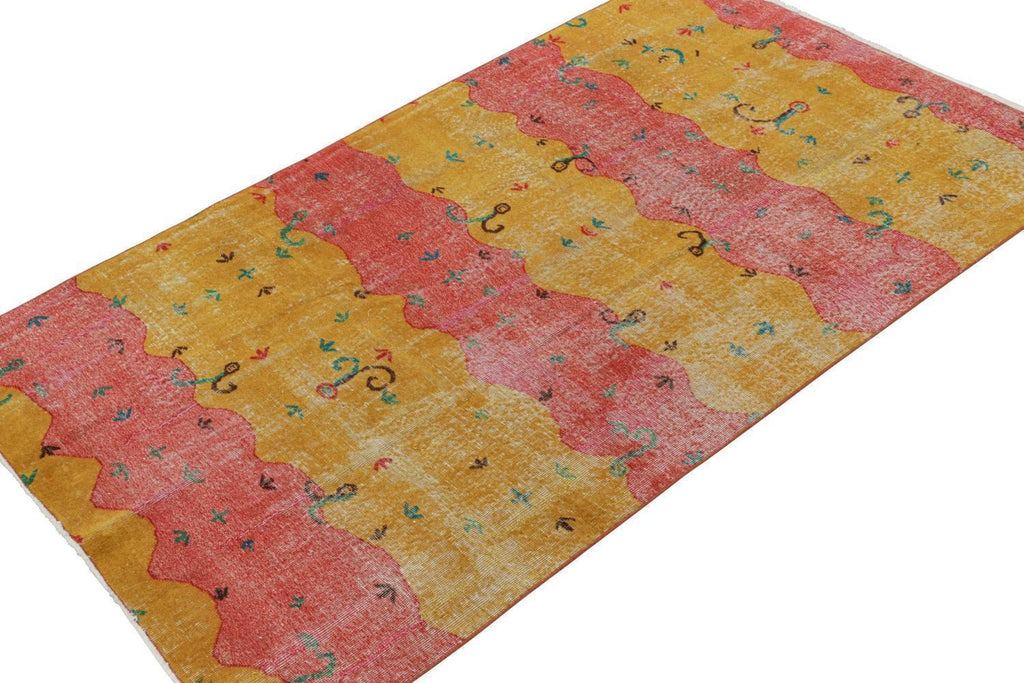 Vintage Zeki Muren Rug In Red & Gold With Vibrant Patterns