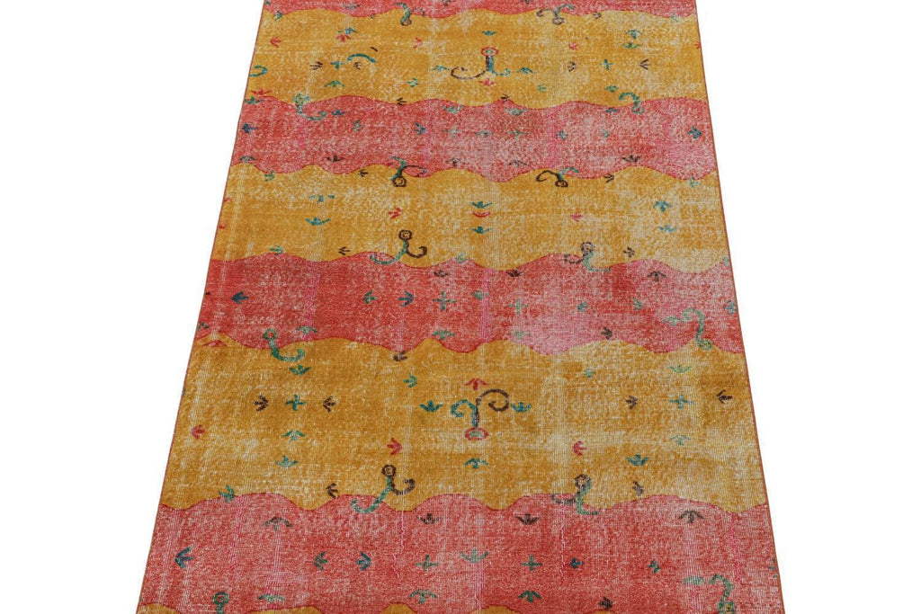 Vintage Zeki Muren Rug In Red & Gold With Vibrant Patterns