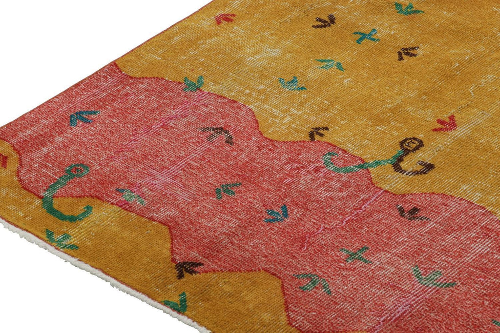 Vintage Zeki Muren Rug In Red & Gold With Vibrant Patterns