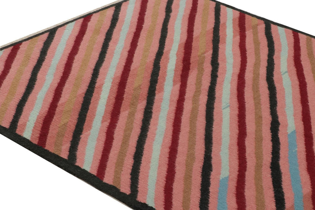 Vintage Zeki Muren Rug In Pink With Polychromatic Stripes