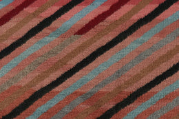 Vintage Zeki Muren Rug In Pink With Polychromatic Stripes