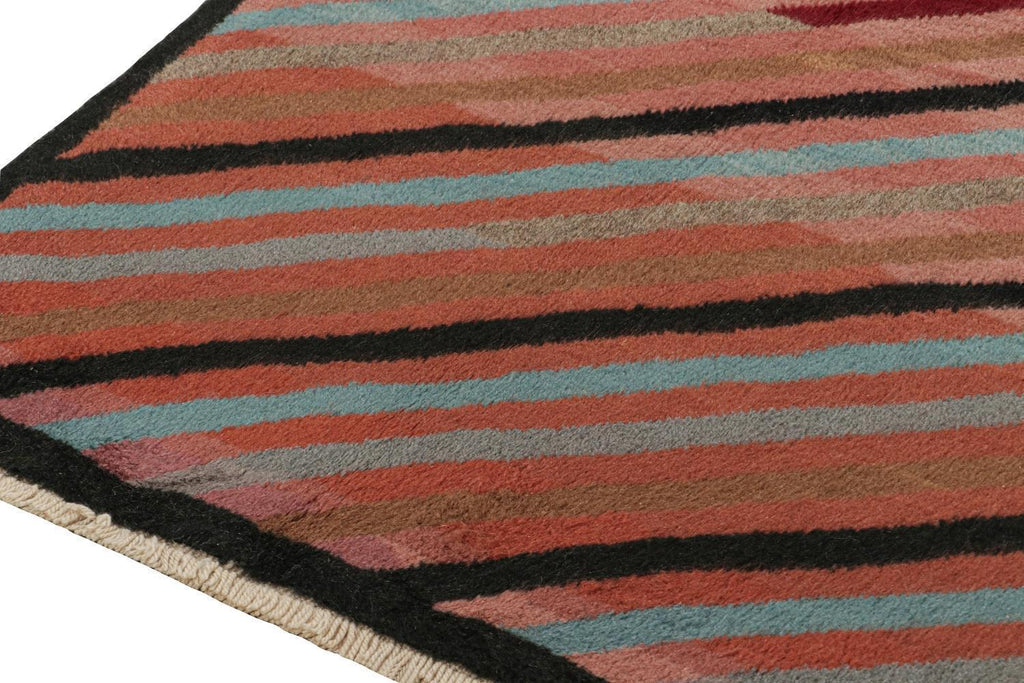 Vintage Zeki Muren Rug In Pink With Polychromatic Stripes