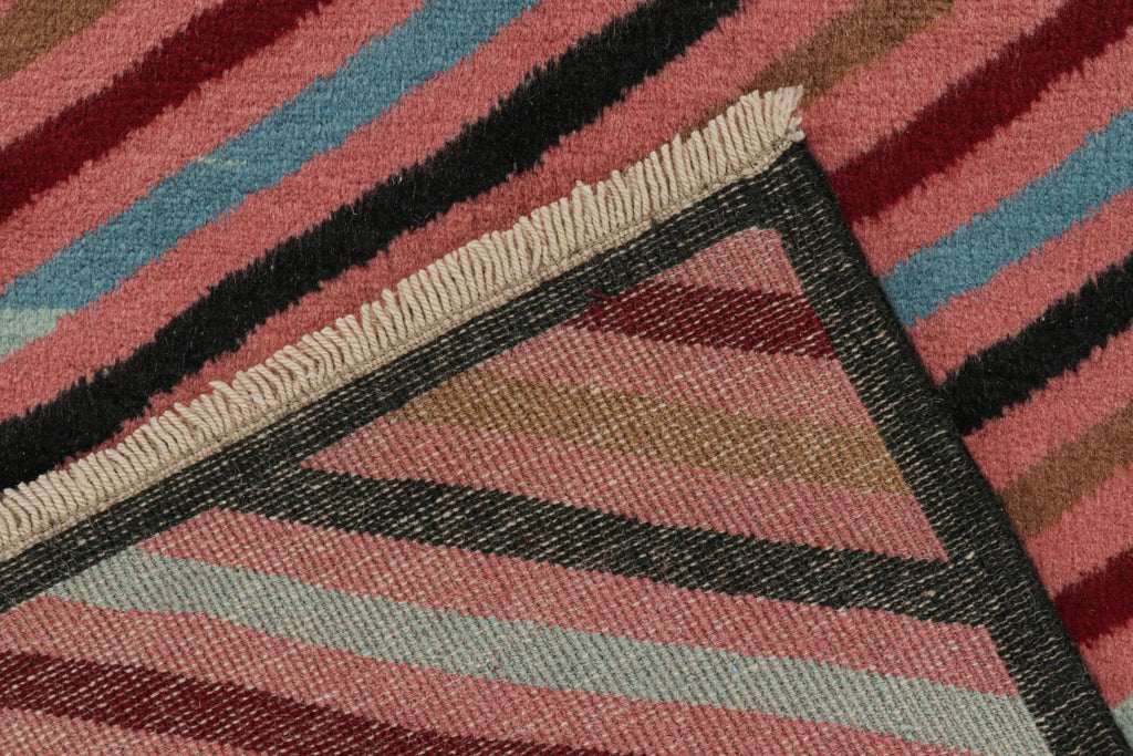 Vintage Zeki Muren Rug In Pink With Polychromatic Stripes