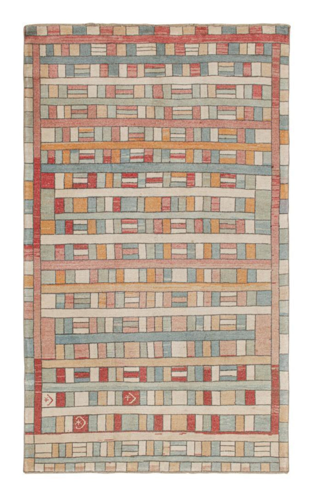 Vintage Zeki Muren Rug In Polychromatic Geometric Patterns 5x8