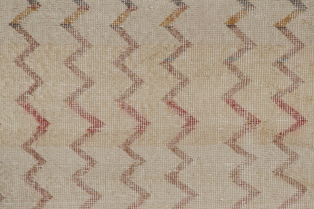 Vintage Zeki Muren Rug In Beige With Polychromatic Chevrons