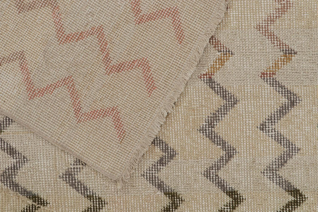 Vintage Zeki Muren Rug In Beige With Polychromatic Chevrons